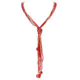 BOCAR Long Seed Beaded Multi Strand Necklace,10 Multiple Statement Long Bib Necklace with Tie Knot for Women Jewelry (N0102)
