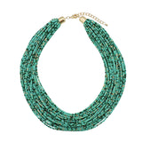 Bocar Multi Layer Seed Beads Chunky Bib Statement Cluster Collar Necklace for Women Gift, 19inch (NK-10351)