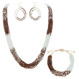 Bocar Long Multiple Row Handmade Mix Color Beaded Statement Necklace Women(NK_10647)
