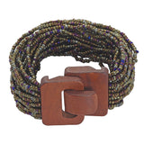Bocar Wooden Beaded Bangle Bracelets for Women Boho Chunky Beaded Strand Bracelets Bohemian Summer Beach Bracelet Jewelry for Women