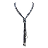 BOCAR Long Seed Beaded Multi Strand Necklace,10 Multiple Statement Long Bib Necklace with Tie Knot for Women Jewelry (N0102)