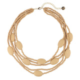 Bocar Multi Color 5 Layers Wood Beads Strand Statement Necklace for Women Chunky Collar (N0019)