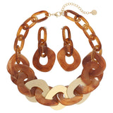 BOCAR Statement Chunky Necklace Metal Punk Acrylic Cuban Link Chain Necklaces Bohemian Tortoise Shell Acrylic Resin Chain Link N0090