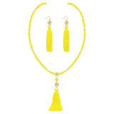 Bocar Long Beaded Strand Necklace with Tassel for Women Fashion Jewelry White, 33 inches（0023）