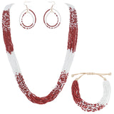 Bocar Long Multiple Row Handmade Mix Color Beaded Statement Necklace Women(NK_10647)