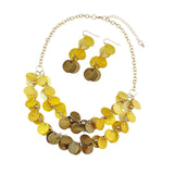 Bocar 2 Layer Statement Collar Shell Necklace and Earring Set for Women Gift, 18.5in, Yellow(10248)