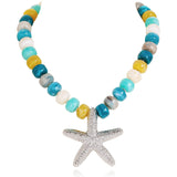 Bocar Beaded Charm pendant Necklace for Women Seashell Boho Starfish Colorful Necklace with choker Summer Beach Surfer Beaded Necklace Jewelry