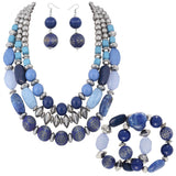 BOCAR 3 Layer Chunky Statement Beaded Necklace Fashion Multi Layer Women Collar Necklace