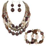 BOCAR 3 Layer Chunky Statement Beaded Necklace Fashion Multi Layer Women Collar Necklace