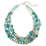 Bocar Multi Layer 5 Strand Statement Collar Beaded Necklace for Women Gift(NK_10376)