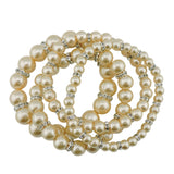 BOCAR 4pcs /Set Imitation Pearl Bracelets Crystal Women Multi Layer（BR1113）