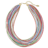Bocar Multi Layer Seed Beads Chunky Bib Statement Cluster Collar Necklace for Women Gift, 19inch (NK-10351)