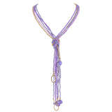 BOCAR Long Seed Beaded Multi Strand Necklace,10 Multiple Statement Long Bib Necklace with Tie Knot for Women Jewelry (N0102)