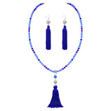 Bocar Long Beaded Strand Necklace with Tassel for Women Fashion Jewelry White, 33 inches（0023）