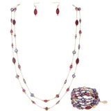 BOCAR 2 Layer Illusion Wire Beaded long Collar Statement Necklace with Earrings Long Necklace for Women (N0098)