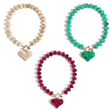 Bocar Chunky Gold Heart Necklace for Women Beaded Colorful Statement Necklace Cute Boho Y2k Choker Necklace for Gift Jewelry