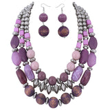 BOCAR 3 Layer Chunky Statement Beaded Necklace Fashion Multi Layer Women Collar Necklace