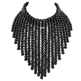 BOCAR Boho African Wooden Beaded Bib Statement Necklace Strands Layered Cluster Chunky Collar Choker Wood Necklace for Women Fashion Costume Jewelry(0065)