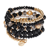 Bocar Multi Layers Statement Yellow Beaded Bracelet Adjustable Strand Bangle Bracelet for Women(BR1202)
