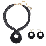 Bocar Multi Strand Statement Colorful Beaded Necklace with Big Circle Shell Pendant for Women