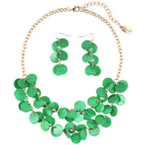 Bocar 2 Layer Statement Collar Shell Necklace and Earring Set for Women Gift, 18.5in, Yellow(10248)