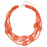 Bocar Multi Color 5 Layers Wood Beads Strand Statement Necklace for Women Chunky Collar (N0019)