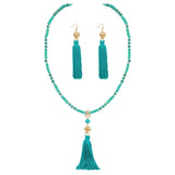 Bocar Long Beaded Strand Necklace with Tassel for Women Fashion Jewelry White, 33 inches（0023）