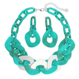 BOCAR Statement Chunky Necklace Metal Punk Acrylic Cuban Link Chain Necklaces Bohemian Tortoise Shell Acrylic Resin Chain Link N0090