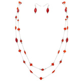 BOCAR 2 Layer Illusion Wire Beaded long Collar Statement Necklace with Earrings Long Necklace for Women (N0098)