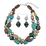 Bocar Chunky Necklaces for Women Trendy, 2 Layer Statement Necklace Fashion Collar Necklace, Handmade Costume Jewelry Women Gifts