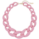 Bocar Statement Chunky Fashion Acrylic Beads Choker Cube Link Chain Necklace for Women Gifts(10510)
