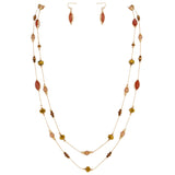 BOCAR 2 Layer Illusion Wire Beaded long Collar Statement Necklace with Earrings Long Necklace for Women (N0098)