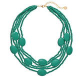 Bocar Multi Color 5 Layers Wood Beads Strand Statement Necklace for Women Chunky Collar (N0019)