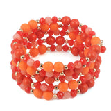 Bocar Multi Layers Statement Yellow Beaded Bracelet Adjustable Strand Bangle Bracelet for Women(BR1202)