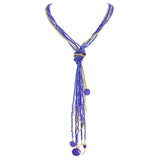 BOCAR Long Seed Beaded Multi Strand Necklace,10 Multiple Statement Long Bib Necklace with Tie Knot for Women Jewelry (N0102)