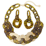 BOCAR Statement Chunky Necklace Metal Punk Acrylic Cuban Link Chain Necklaces Bohemian Tortoise Shell Acrylic Resin Chain Link N0090