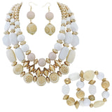 BOCAR 3 Layer Chunky Statement Beaded Necklace Fashion Multi Layer Women Collar Necklace