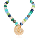 Bocar Beaded Charm pendant Necklace for Women Seashell Boho Starfish Colorful Necklace with choker Summer Beach Surfer Beaded Necklace Jewelry