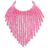 BOCAR Boho African Wooden Beaded Bib Statement Necklace Strands Layered Cluster Chunky Collar Choker Wood Necklace for Women Fashion Costume Jewelry(0065)