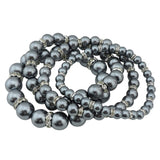 BOCAR 4pcs /Set Imitation Pearl Bracelets Crystal Women Multi Layer（BR1113）