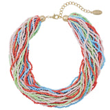 Bocar Multiple Strand Handmade Beaded 16" Statement Collar Necklace for Women 10402