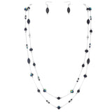 BOCAR 2 Layer Illusion Wire Beaded long Collar Statement Necklace with Earrings Long Necklace for Women (N0098)