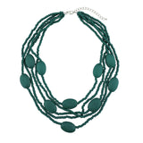 Bocar Multi Color 5 Layers Wood Beads Strand Statement Necklace for Women Chunky Collar (N0019)