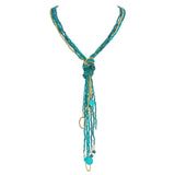 BOCAR Long Seed Beaded Multi Strand Necklace,10 Multiple Statement Long Bib Necklace with Tie Knot for Women Jewelry (N0102)