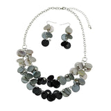 Bocar 2 Layer Statement Collar Shell Necklace and Earring Set for Women Gift, 18.5in, Yellow(10248)
