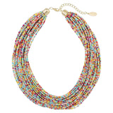 Bocar Multi Layer Seed Beads Chunky Bib Statement Cluster Collar Necklace for Women Gift, 19inch (NK-10351)