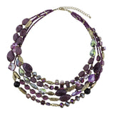 Bocar Multi Layer 5 Strand Statement Collar Beaded Necklace for Women Gift(NK_10376)