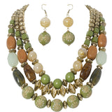 BOCAR 3 Layer Chunky Statement Beaded Necklace Fashion Multi Layer Women Collar Necklace