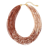 Bocar Multi Layer Seed Beads Chunky Bib Statement Cluster Collar Necklace for Women Gift, 19inch (NK-10351)