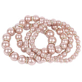 BOCAR 4pcs /Set Imitation Pearl Bracelets Crystal Women Multi Layer（BR1113）